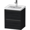 Duravit Ketho 2 wastafelonderbouwkast met 2 laden 48.4x37.5x54.9cm met grepen antraciet eiken zwart mat SW772309