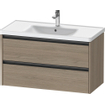 Duravit Ketho 2 wastafelonderbouwkast met 2 laden 98.4x45.5x54.9cm met grepen antraciet eiken terra mat SW771858