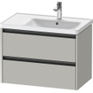 Duravit Ketho 2 wastafelonderbouwkast met 2 laden voor waskom rechts 78.4x45.5x54.9cm met grepen antraciet betongrijs mat SW771975