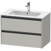 Duravit Ketho 2 wastafelonderbouwkast met 2 laden 81x48x55cm met grepen antraciet betongrijs mat SW772642