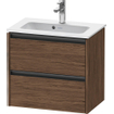 Duravit Ketho 2 wastafelonderbouwkast met 2 laden 61x39x54.9cm met grepen antraciet donker noten mat SW772711