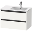 Duravit Ketho 2 wastafelonderbouwkast met 2 laden voor waskom rechts 81x48x54.9cm met grepen antraciet wit mat SW772020