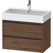 Duravit Ketho 2 wastafelonderbouwkast met 2 laden 78.4x46x54.9cm met grepen antraciet donker noten mat SW772716