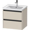 Duravit Ketho 2 wastafelonderbouwkast met 2 laden 58.4x45.5x54.9cm met grepen antraciet taupe supermat SW772141