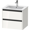 Duravit Ketho 2 wastafelonderbouwkast met 2 laden 61x48x55cm met grepen antraciet hoogglans wit SW772083
