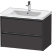 Duravit Ketho 2 wastafelonderbouwkast met 2 laden 78.4x45.5x54.9cm met grepen antraciet grafiet supermat SW772979