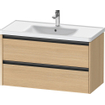 Duravit Ketho 2 wastafelonderbouwkast met 2 laden 98.4x45.5x54.9cm met grepen antraciet natuur eiken mat SW772268