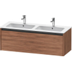 Duravit Ketho 2 wastafelonderbouwkast met 1 lade voor dubbele wastafel 128x48x44cm met greep antraciet noten mat SW773109