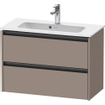 Duravit Ketho 2 wastafelonderbouwkast met 2 laden 81x39x54.9cm met grepen antraciet basalt mat SW771798