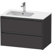 Duravit Ketho 2 wastafelonderbouwkast met 2 laden voor waskom links 81x48x54.9cm met grepen antraciet grafiet supermat SW772968