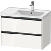 Duravit Ketho 2 wastafelonderbouwkast met 2 laden voor waskom rechts 78.4x45.5x54.9cm met grepen antraciet hoogglans wit SW771802