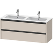 Duravit Ketho 2 wastafelonderbouwkast met 2 laden voor dubbele wastafel 128x48x55cm met grepen antraciet taupe mat SW772313