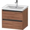Duravit Ketho 2 wastafelonderbouwkast met 2 laden 63.4x45.5x54.9cm met grepen antraciet noten mat SW773105