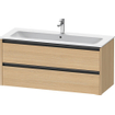 Duravit Ketho 2 wastafelonderbouwkast met 2 laden voor enkele wastafel 121x48x55cm met grepen antraciet natuur eiken mat SW772786