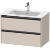 Duravit Ketho 2 wastafelonderbouwkast met 2 laden 81x48x55cm met grepen antraciet taupe mat SW772830
