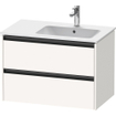Duravit Ketho 2 wastafelonderbouwkast met 2 laden voor waskom rechts 81x48x54.9cm met grepen antraciet wit supermat SW772002