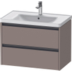 Duravit Ketho 2 wastafelonderbouwkast met 2 laden 78.4x45.5x54.9cm met grepen antraciet basalt mat SW772684