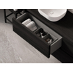 Looox Wooden Wastafelonderkast - vlak front - 2 lades - afvoer links en rechts - 150x30x46 cm - zwart SW931526
