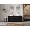 Looox Wooden Wastafelonderkast - vlak front - 2 lades - afvoer links en rechts - 150x30x46 cm - zwart SW931526