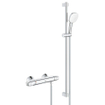 GROHE Grohtherm 1000 Doucheset - thermostatische douchekraan - met glijstangset - 90cm - vierkante handdouche - 3 straalsoorten - gladde doucheslang - chroom SW999155
