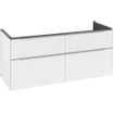 Villeroy & Boch Subway 3.0 wastafelonderkast 130x55x45cm met aluminium glanzende greep 2 sifonuitsparingen links en rechts spaanplaat Pure White SW701673