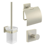 Royal Plaza Robinia toiletset met haak closetrol en borstelhouder geborsteld nikkel GA52632