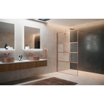 Novellini H art Inloopdouche - 90x200cm - Ribbelglas linea 1 - brushed red gold (koper) SW892897