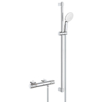 GROHE Grohtherm 1000 Performance Doucheset - thermostatische douchekraan - met rozetten - met glijstangset - 90cm - ronde handdouche - 2 straalsoorten - gladde doucheslang - chroom SW999031