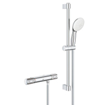 GROHE Grohtherm 1000 Performance Doucheset - thermostatische douchekraan - met glijstangset - 60cm - ronde handdouche - 2 straalsoorten - gladde doucheslang - chroom SW999091
