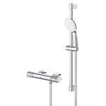 GROHE Grohtherm 1000 Performance Doucheset - thermostatische douchekraan - met rozetten - met glijstangset - 60cm - ronde handdouche - 2 straalsoorten - gladde doucheslang - chroom SW999102