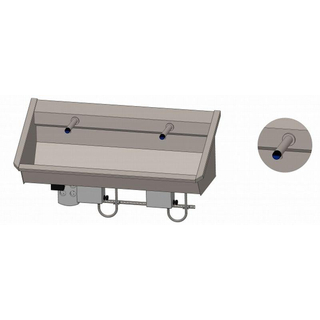 Intersan Sanilav wasgoot 120cm met 2 electronische kranen inox 304 102M9