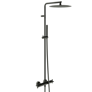 Royal Plaza Rosa showerset met thermostaat kruisgreep black steel SHOWROOMMODEL