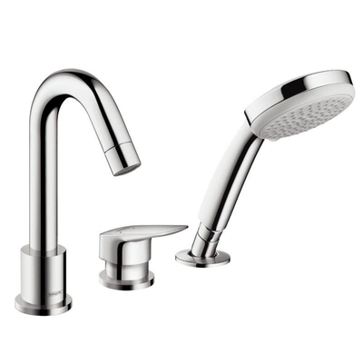 Hansgrohe Logis afdekset 3 gats badrandcombinatie met handdouche chroom