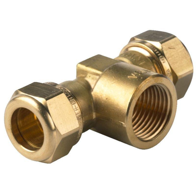 VSH Super Knel Messing knel T stuk verlopend 22x1/2 bidrx22mm conisch