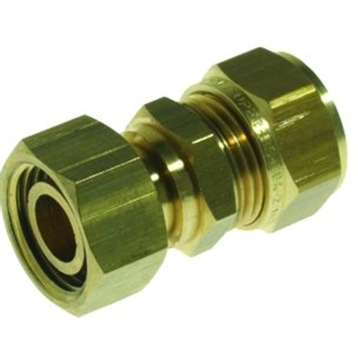 Vsh Knelfitting 3 delige koppeling 3 4 bi.x 22 mm met pakking messing