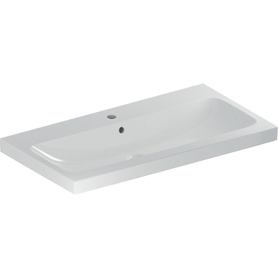 Geberit Icon Light wastafel 90x48x16cm 1 wasbak 1 kraangat Midden met overloopgat Keramiek Wit glans