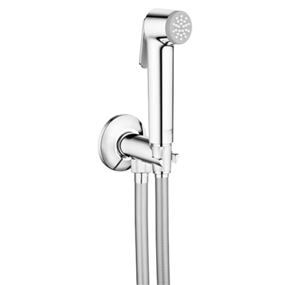 GROHE Tempesta-F Trigger Spray 30 Handdoucheset - 1 straalsoort - rond - met houder - met geïntegreerde hoekstopkraan - gladde slang - 125cm - chroom