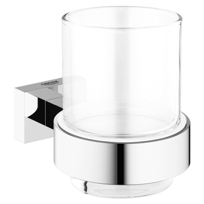 GROHE Essentials Cube Bekerhouder - 9.2x10.7x7.2cm - met glas - chroom