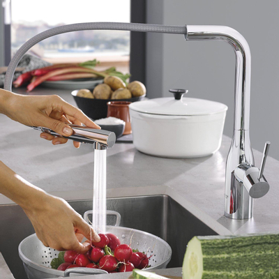 GROHE essence new Keukenkraan - hoog - uittrekbare l uitloop - 2 straalsoorten - chroom