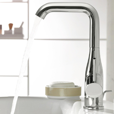 GROHE Essence New Wastafelkraan Opbouw - uitloop 12.7cm - L size - hoge draaibare uitloop - met trekwaste - EcoJoy - chroom