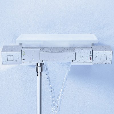 GROHE Cube badkraan thermostatisch met omstel en koppelingen met tray chroom