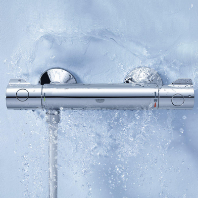 GROHE Grohtherm 800 douchekraan thermostatisch met koppelingen EcoJoy en volumegreep met ecobutton chroom