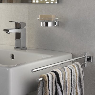 GROHE Essentials Cube Bekerhouder - 7.2x10.7x2.8cm - zonder glas - brushed hard graphite