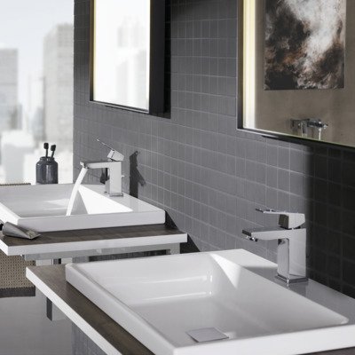 GROHE Eurocube waterbesparende wastafelkraan met waste en 28mm ES cartouche chroom