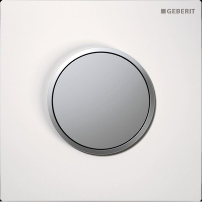 Geberit HyTouch urinoir stuursysteem pneumatisch met bedieningsplaat Sigma 10 Plaat: wit Designring en toets: matverchroomd