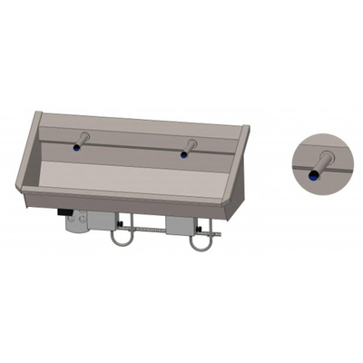 Intersan Sanilav wasgoot 120cm met 2 electronische kranen inox 304 102M9