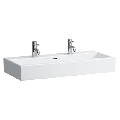 Laufen Living City wastafel 100x46x15.5cm 2 x 1 kraangat met overloop keramiek wit