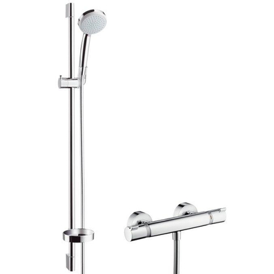 Hansgrohe Ecostat Comfort douchekraan thermostatisch UnicaC glijstang 90cm met handdouche Croma 100 EcoSmart chroom