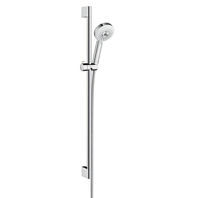 Hansgrohe Crometta 100 glijstangset met Crometta 100 Multi handdouche 90cm met MetaflexC doucheslang 160cm wit/chroom