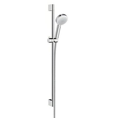 Hansgrohe Crometta 100 glijstangset met Crometta 100 1jet handdouche 90cm met MetaflexC doucheslang 160cm wit/chroom